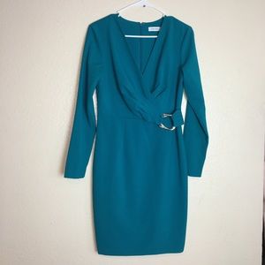 Calvin Klein turquoise blue teal dress.